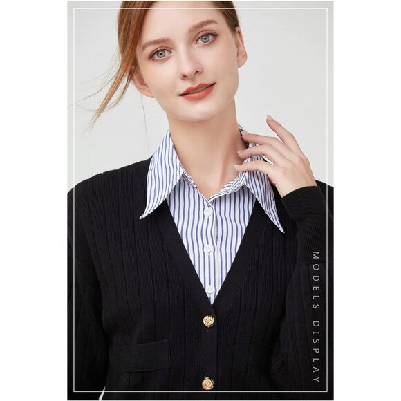 Striped False Collar Plaid Fake Collar Detachable Lapel for Women Girls - Picture 4 of 7